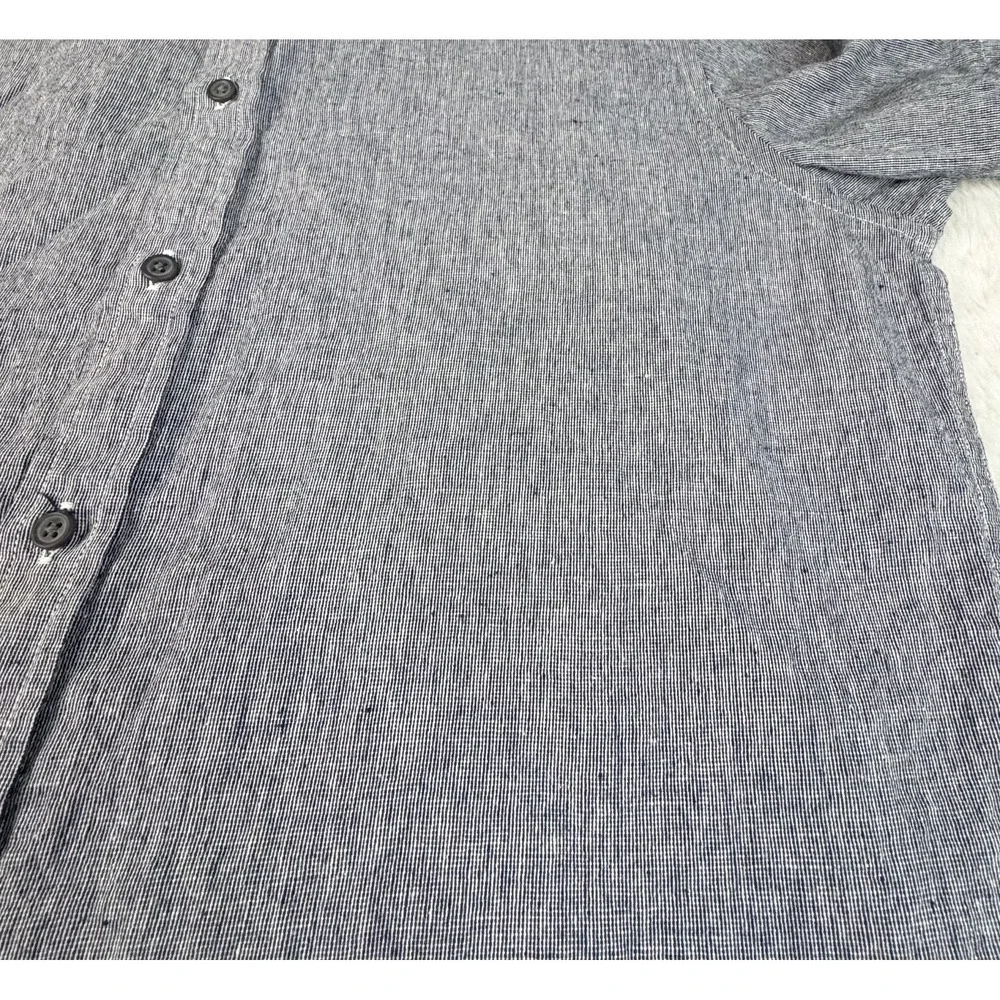 Banana Republic Linen Shirt Mens Large Navy Slim Fit Short Sleeve Button Up